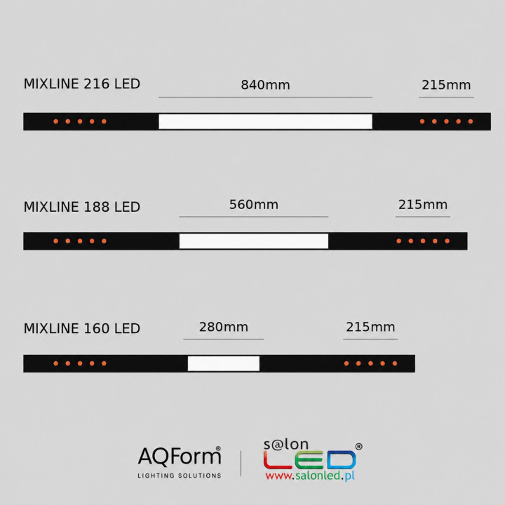 AQFORM MIXLINE LED natynkowy 40286, 40287, 40288 podłużna lampa