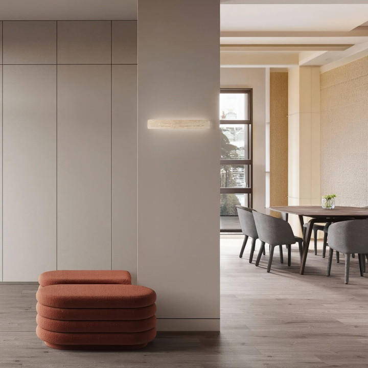 LUCES ALYSSA 60cm Linear LED Wall Lamp 3000K in Natural Beige Travertine