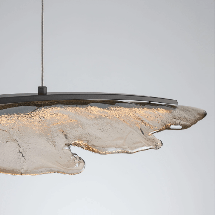 LUCES AMADO elongated LED pendant light, 3000K, art glass