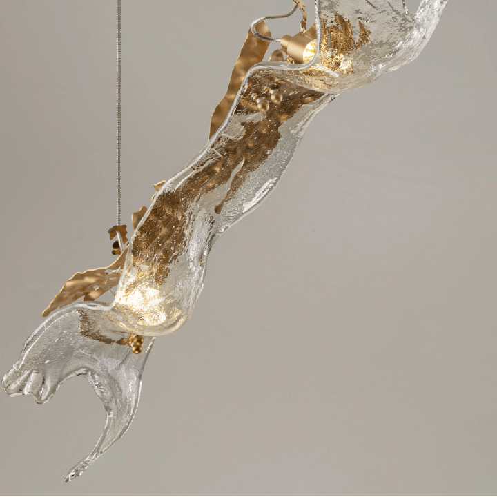 LUCES AVESA złota lampa wisząca LED 8W klosz z przeźroczystego szkła