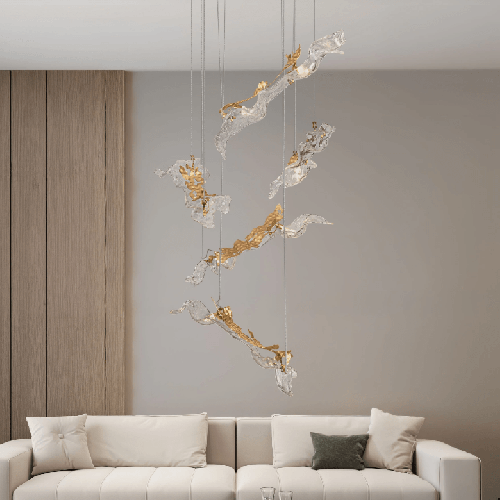 LUCES AVESA gold LED pendant lamp, 34W, 3000K, made of steel and glass