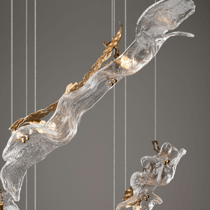 LUCES AVESA gold LED pendant lamp, 34W, 3000K, made of steel and glass
