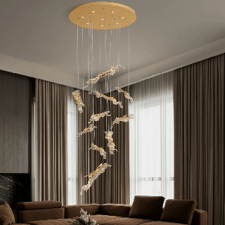 LUCES AVESA gold LED pendant lamp (3000K) made of steel and glass