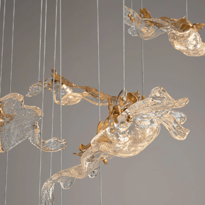 LUCES AVESA gold LED pendant lamp (3000K) made of steel and glass