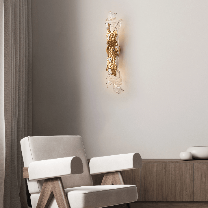 LUCES AVESA złoty kinkiet LED 6W 3000K z przeźroczystym szkłem