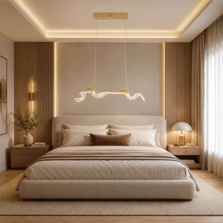 LUCES AVESA 8W LED pendant lamp in gold steel and glass