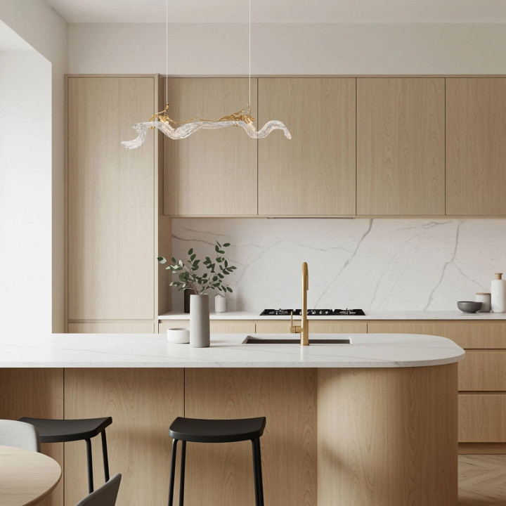 LUCES AVESA złota lampa wisząca LED 8W klosz z przeźroczystego szkła