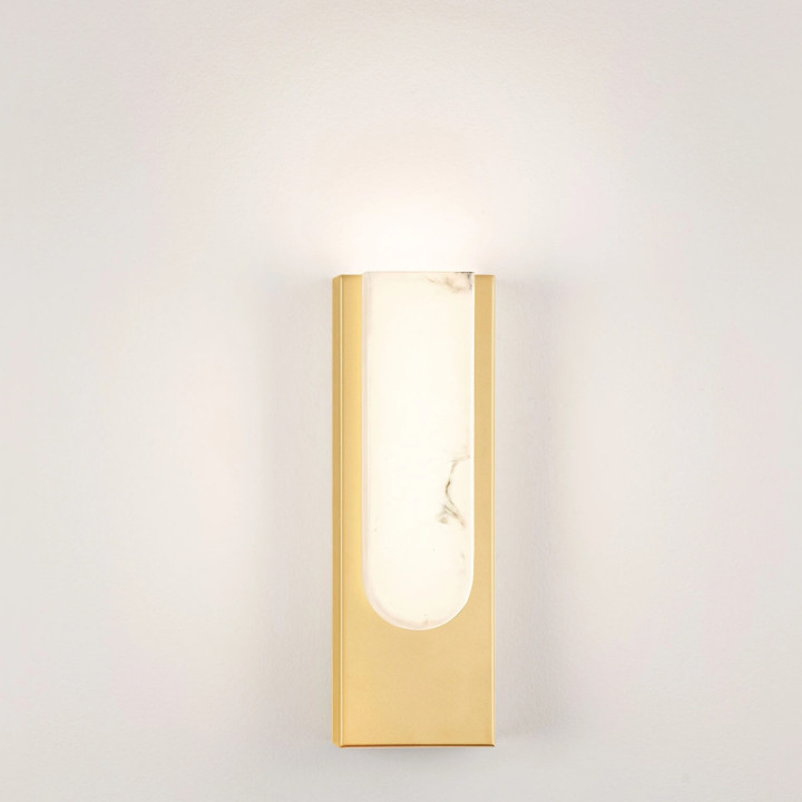LUCES LESTER kinkiet LED 13W z alabastru złoty, czarny 30cm 3000K