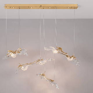 LUCES AVESA gold LED pendant lamp 3000K made of steel and glass
