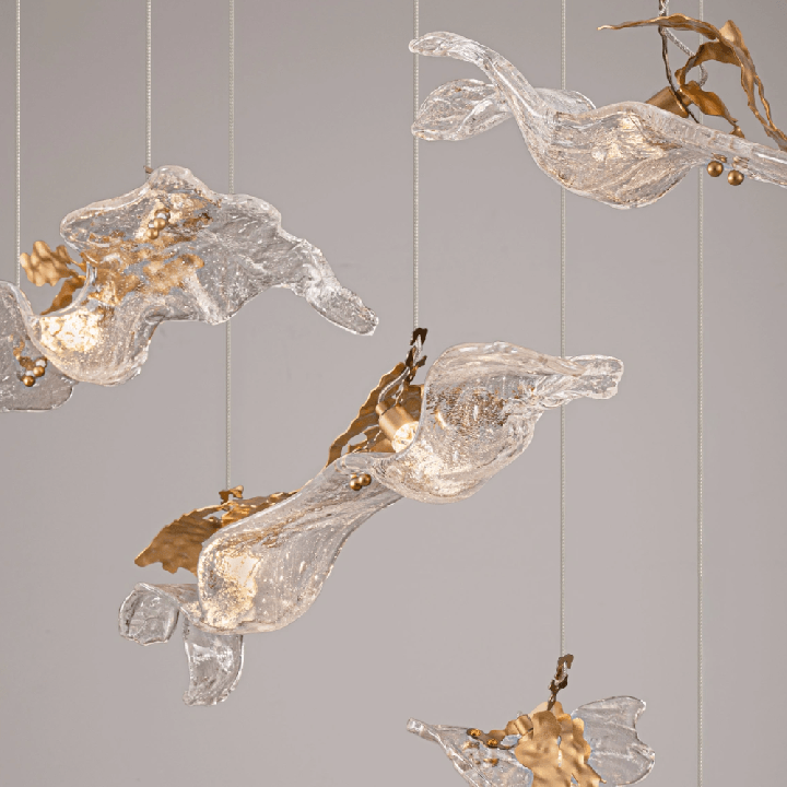 LUCES AVESA gold LED pendant lamp 3000K made of steel and glass