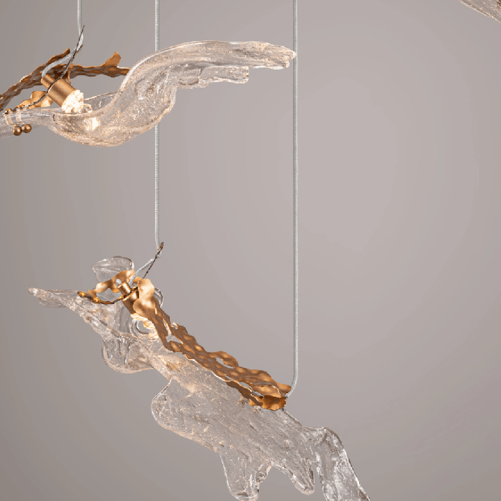 LUCES AVESA gold LED pendant lamp 3000K made of steel and glass