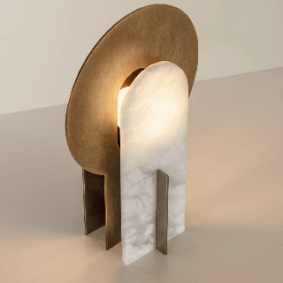 LUCES AVIEL alabaster and brass table lamp, touch dimmer