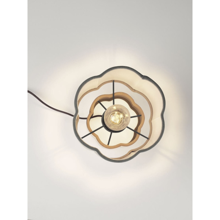 LUCES BLOOSY lampa stołowa lniany klosz &ndash; szara, beżowa, terakota