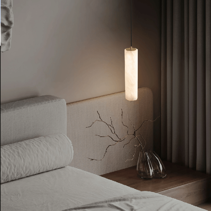 LUCES DILETTO lampa wisząca LED 7W alabaster i aluminium złoto-białym