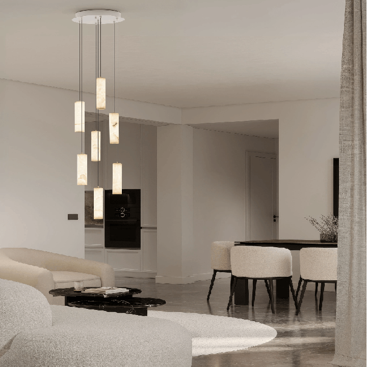 LUCES DILETTO lampa wisząca LED 37W ze złota i alabastru