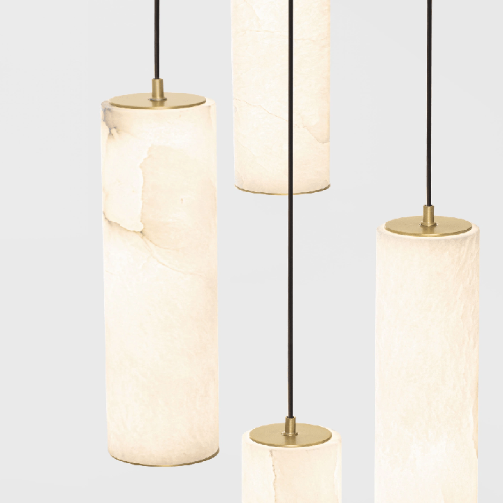 LUCES DILETTO luxury alabaster and gold LED pendant lamp 2100lm