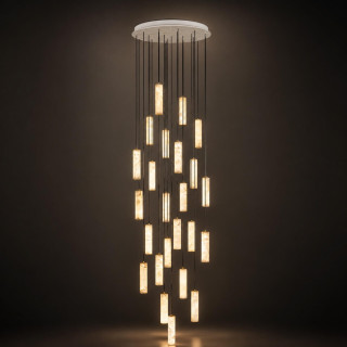 LUCES DILETTO duża lampa wisząca z alabastru 334cm, zwieszane tuby LED