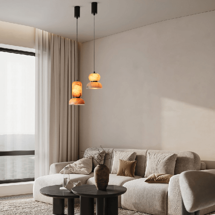 LUCES PIERO decorative 9W LED pendant lamp made of alabaster
