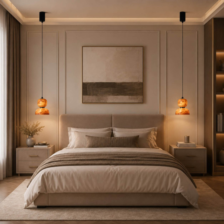 LUCES PIERO decorative 9W LED pendant lamp made of alabaster
