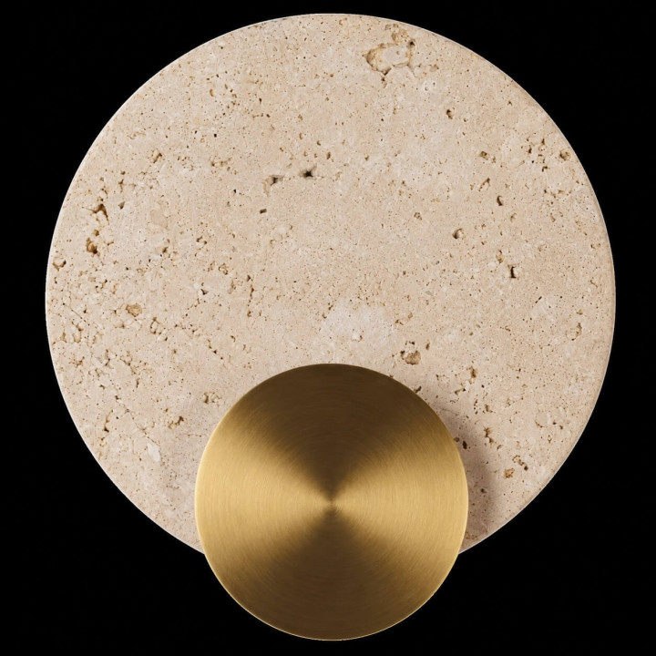 Maxlight Travertino W0480/79 okrągły kinkiet LED &Oslash;18/25cm trawertyn, złoty