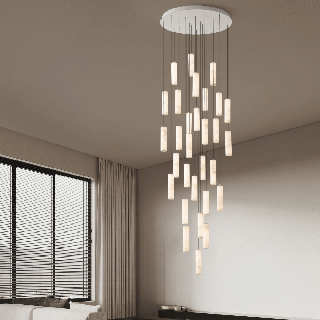 LUCES DILETTO lampa wisząca z alabastru i aluminium, zwieszane tuby
