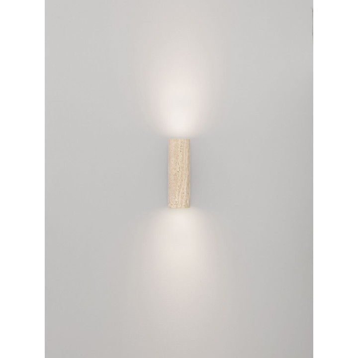 LUCES OLVIO 25cm tube wall lamp, 2xGU10, beige natural travertine 230V