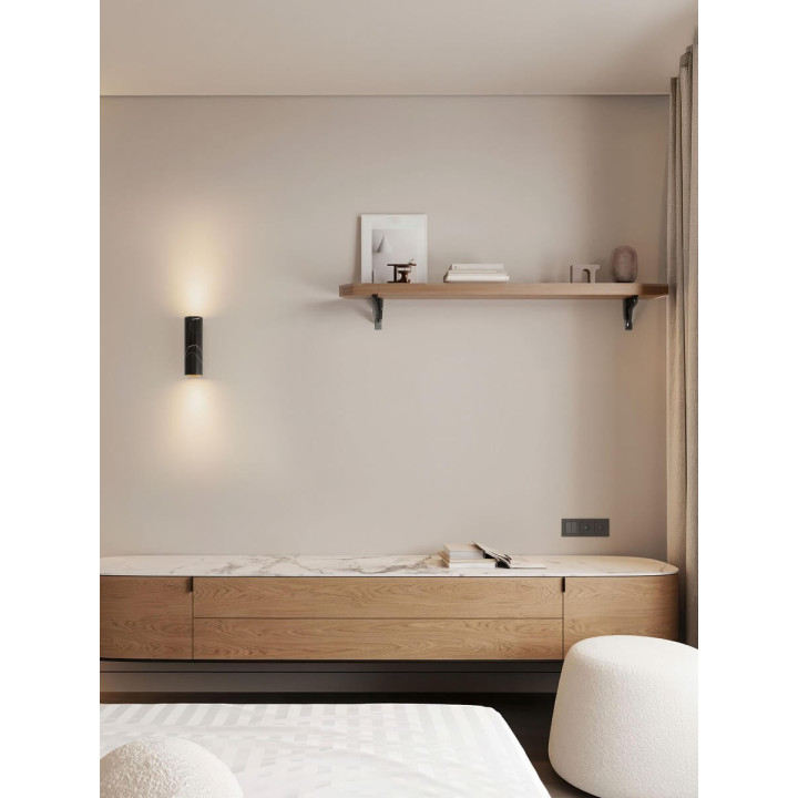 LUCES OLVIO 25cm tubular wall light 230V, white or black marble effect