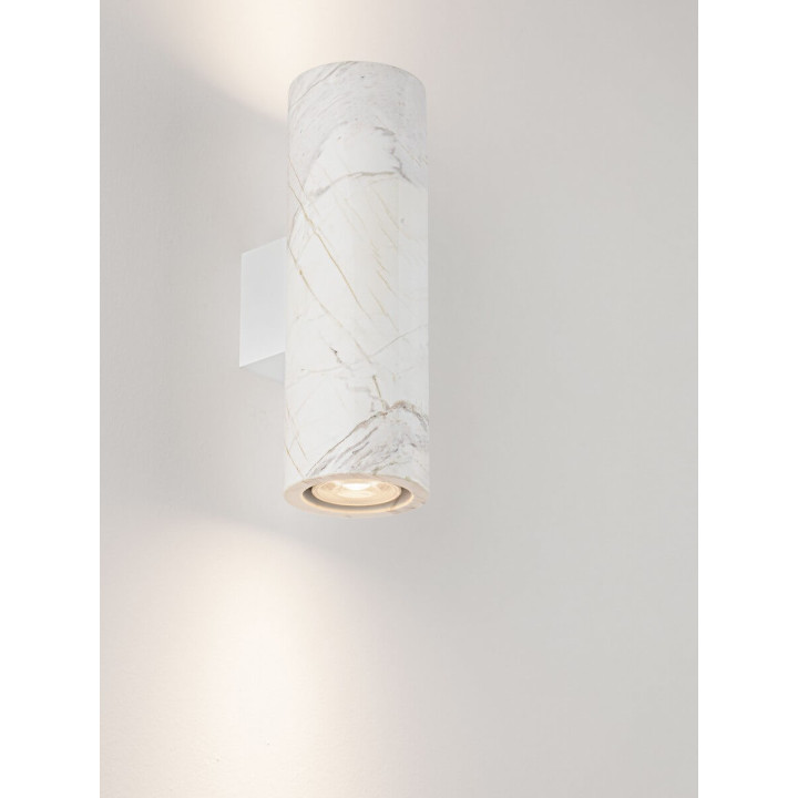 LUCES OLVIO 25cm tubular wall light 230V, white or black marble effect