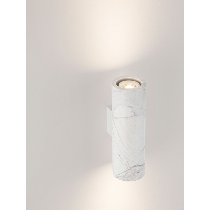 LUCES OLVIO 25cm tubular wall light 230V, white or black marble effect