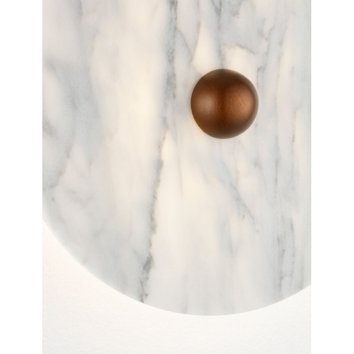 LUCES MARBELLE round LED wall lamp, 30 cm, white marble and bronze