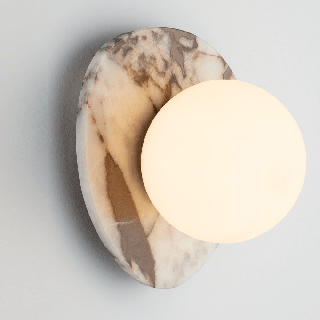 LUCES MARG wall lamp &ndash; Calacatta white marble and glass globe