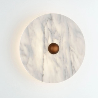 LUCES MARBELLE round LED wall lamp, 30 cm, white marble and bronze