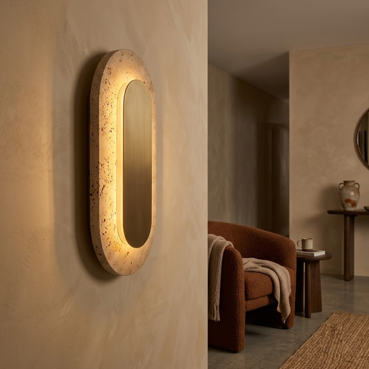 Maxlight Travertino Oval W0478 podłużny kinkiet LED 10W trawertyn