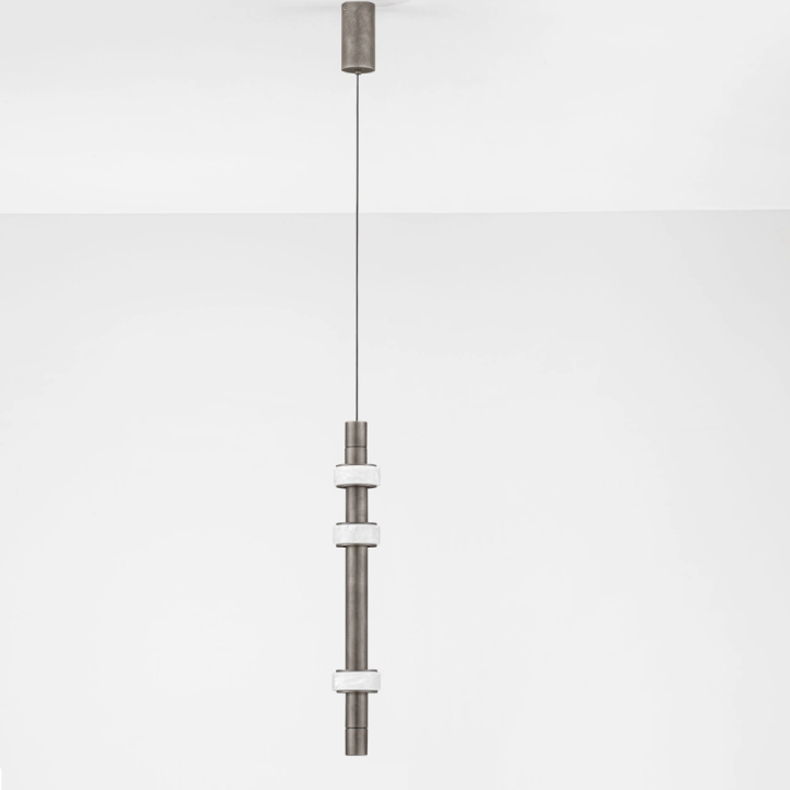 LUCES MARLOW grey 14W LED pendant lamp made of alabaster and aluminium