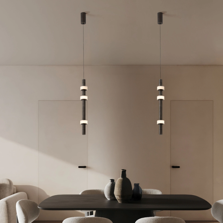 LUCES MARLOW szara lampa wisząca LED 14W 3000K + alabaster