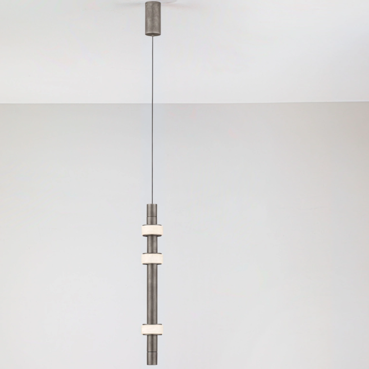 LUCES MARLOW grey 14W LED pendant lamp made of alabaster and aluminium