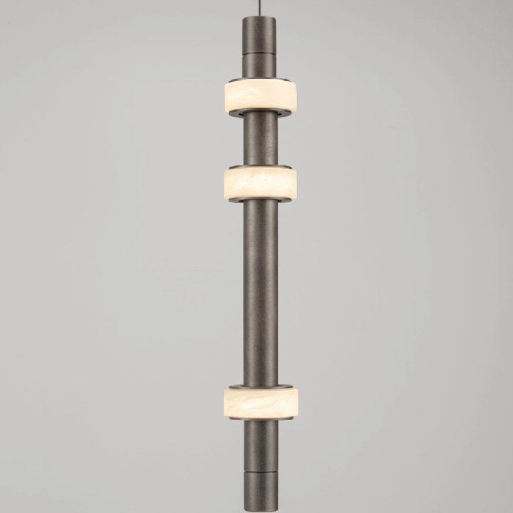 LUCES MARLOW grey 14W LED pendant lamp made of alabaster and aluminium