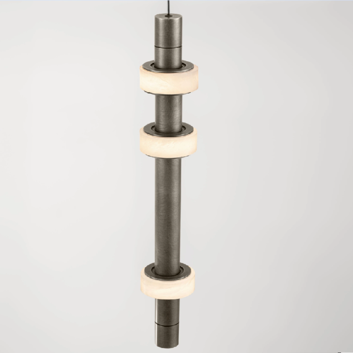 LUCES MARLOW grey 14W LED pendant lamp made of alabaster and aluminium