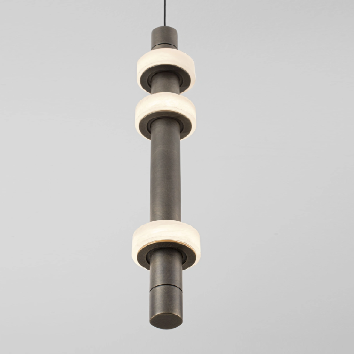 LUCES MARLOW grey 14W LED pendant lamp made of alabaster and aluminium