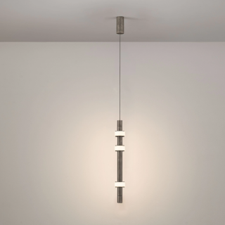 LUCES MARLOW grey 14W LED pendant lamp made of alabaster and aluminium