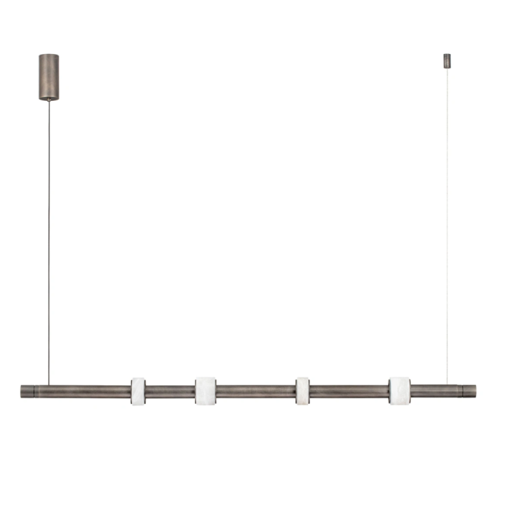 LUCES MARLOW szara podłużna 122cm lampa wisząca LED 20W + alabaster