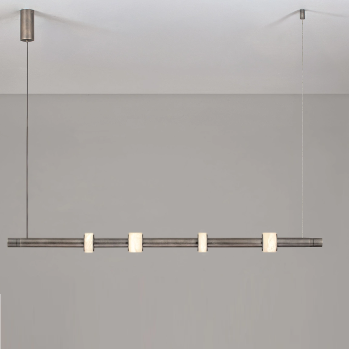 LUCES MARLOW grey elongated LED pendant light 20W alabaster