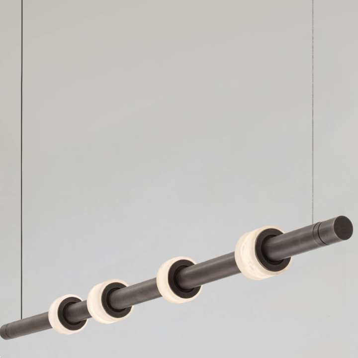 LUCES MARLOW grey elongated LED pendant light 20W alabaster