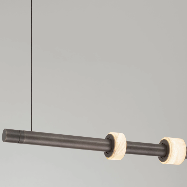 LUCES MARLOW grey elongated LED pendant light 20W alabaster