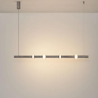LUCES MARLOW grey elongated LED pendant light 20W alabaster