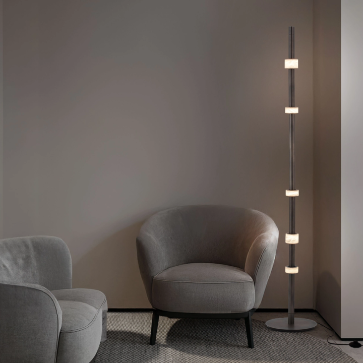 LUCES MARLOW 18W LED floor lamp, alabaster finish and dimming function