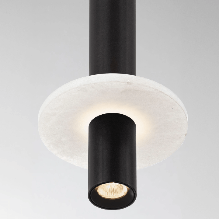LUCES NOEMI lampa wisząca tuba LED 6W 3000K czarna, złota i alabaster