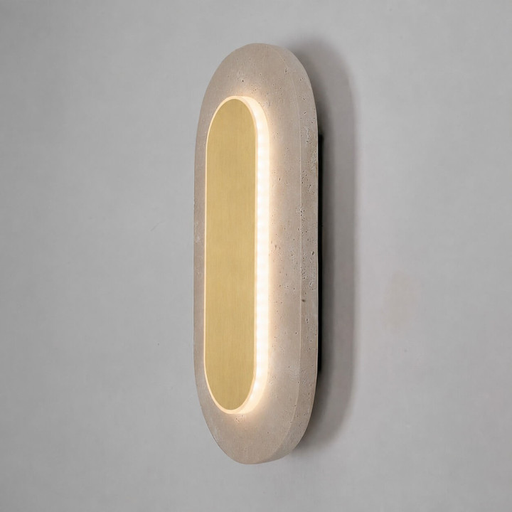Maxlight Travertino Oval W0478 elongated LED wall lamp 10W travertine