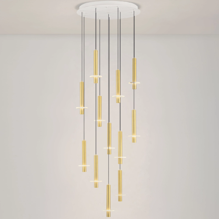 LUCES NOEMI lampa wisząca LED 65W z alabastru i metalu czarna, złota