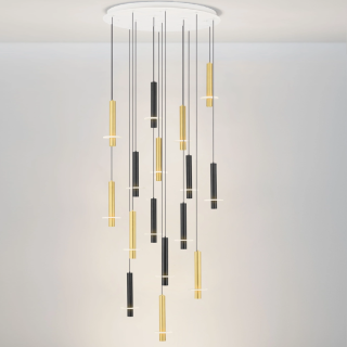 LUCES NOEMI cascading LED pendant lamp made of metal brass alabaster
